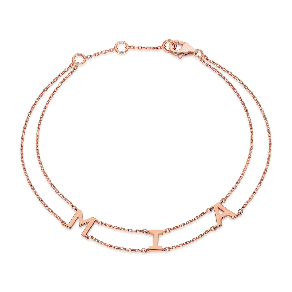 14k Gold Name Bracelet / Initial Bracelet / Personalized Initial Bracelet / Birthday Gift / Diamond Gift Ideas