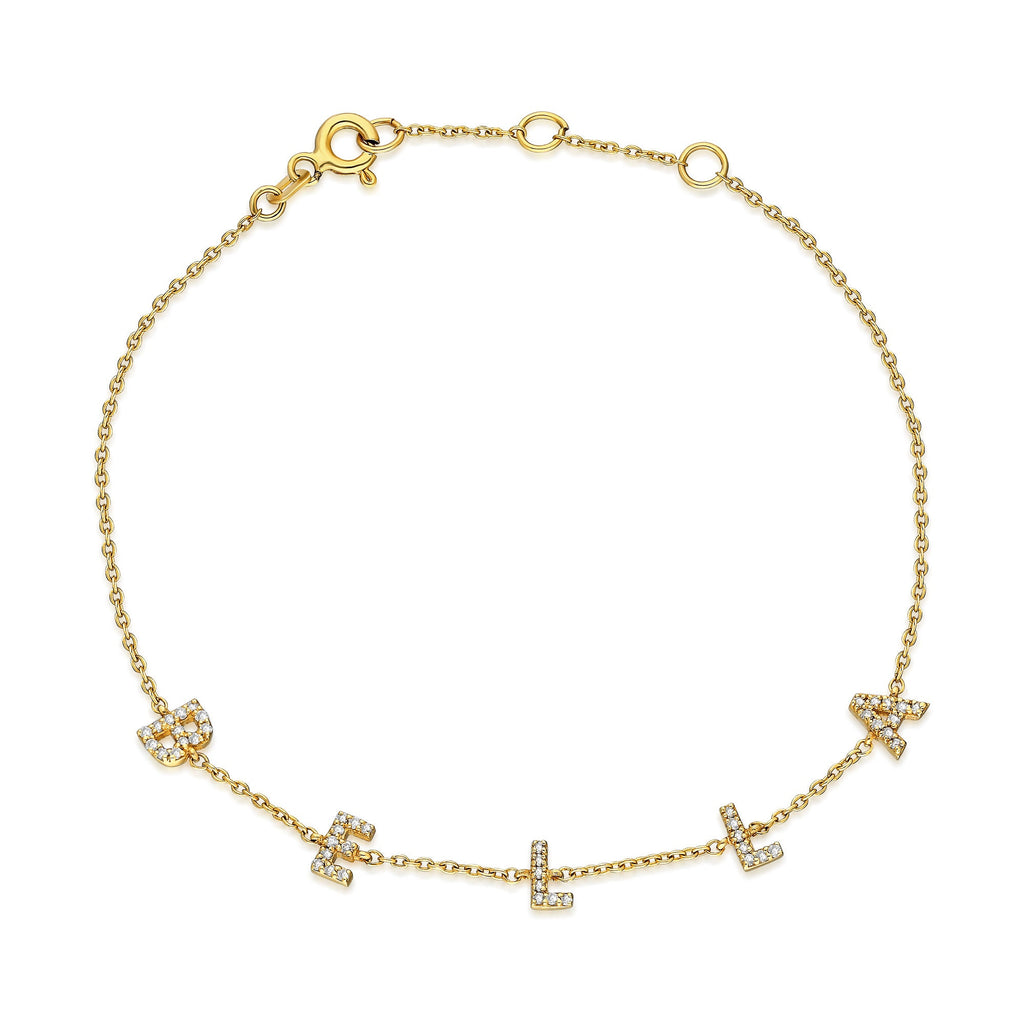 Diamond Initial Bracelet / 14k Diamond Name Bracelet / Name Bracelet / Graduation Gift / Birthday Gift