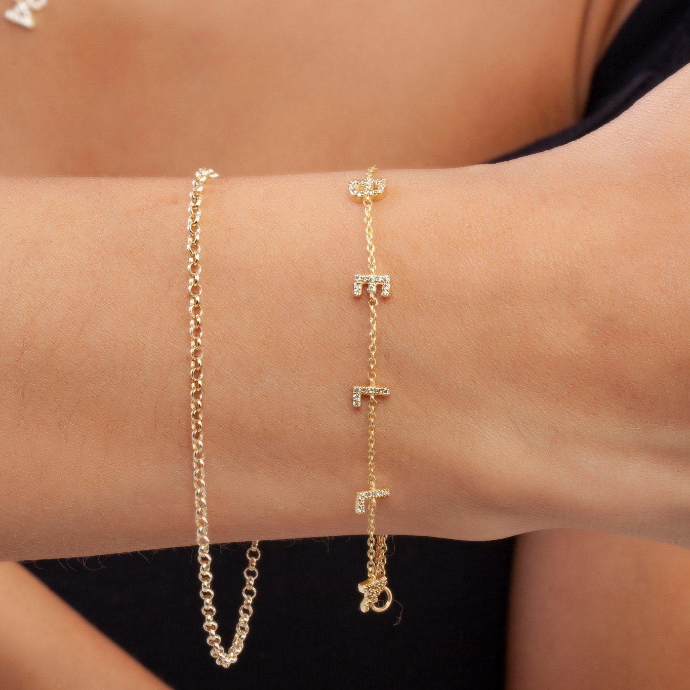 Diamond Initial Bracelet / 14k Diamond Name Bracelet / Name Bracelet / Graduation Gift / Birthday Gift