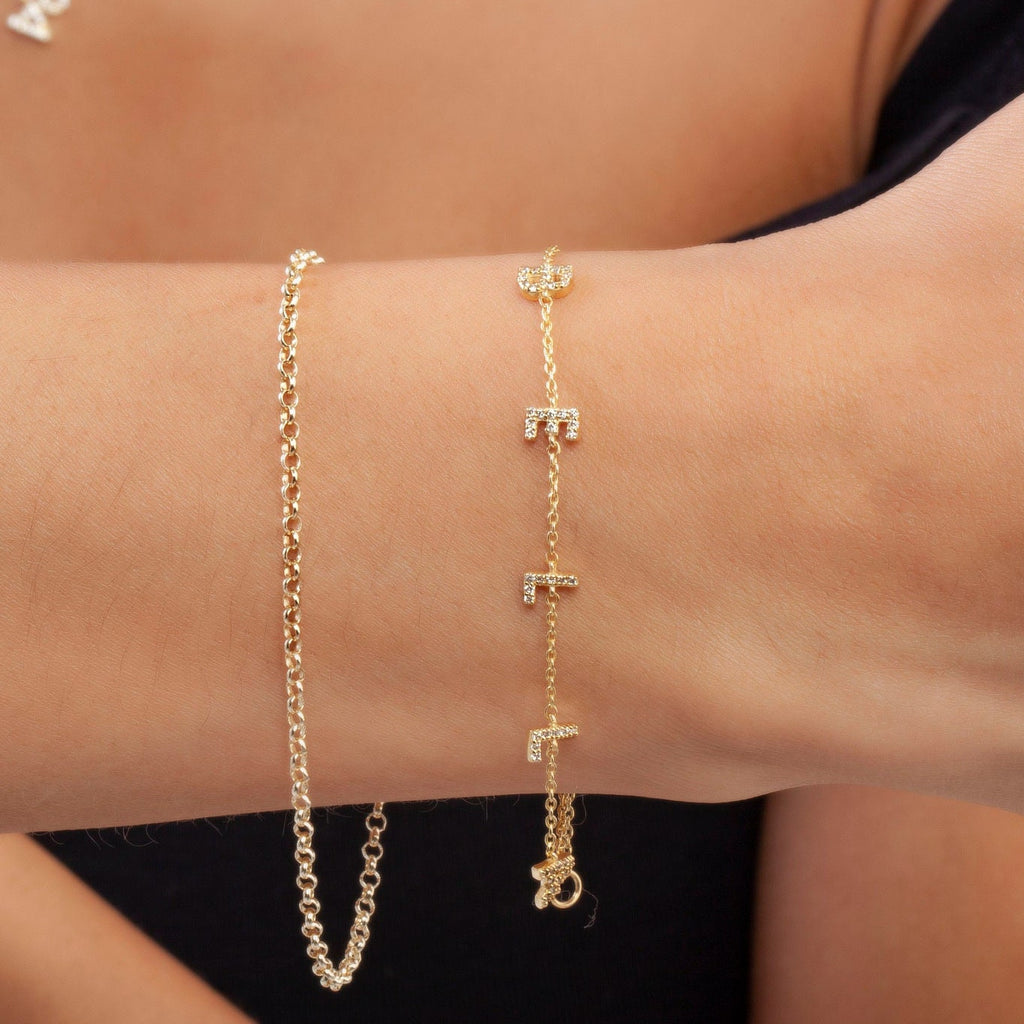 Diamond Initial Bracelet / 14k Diamond Name Bracelet / Name Bracelet / Graduation Gift / Birthday Gift