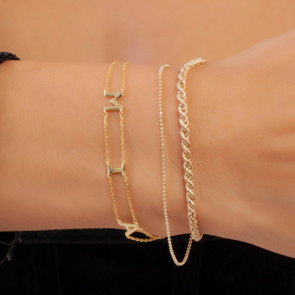 14k Gold Name Bracelet / Initial Bracelet / Personalized Initial Bracelet / Birthday Gift / Diamond Gift Ideas