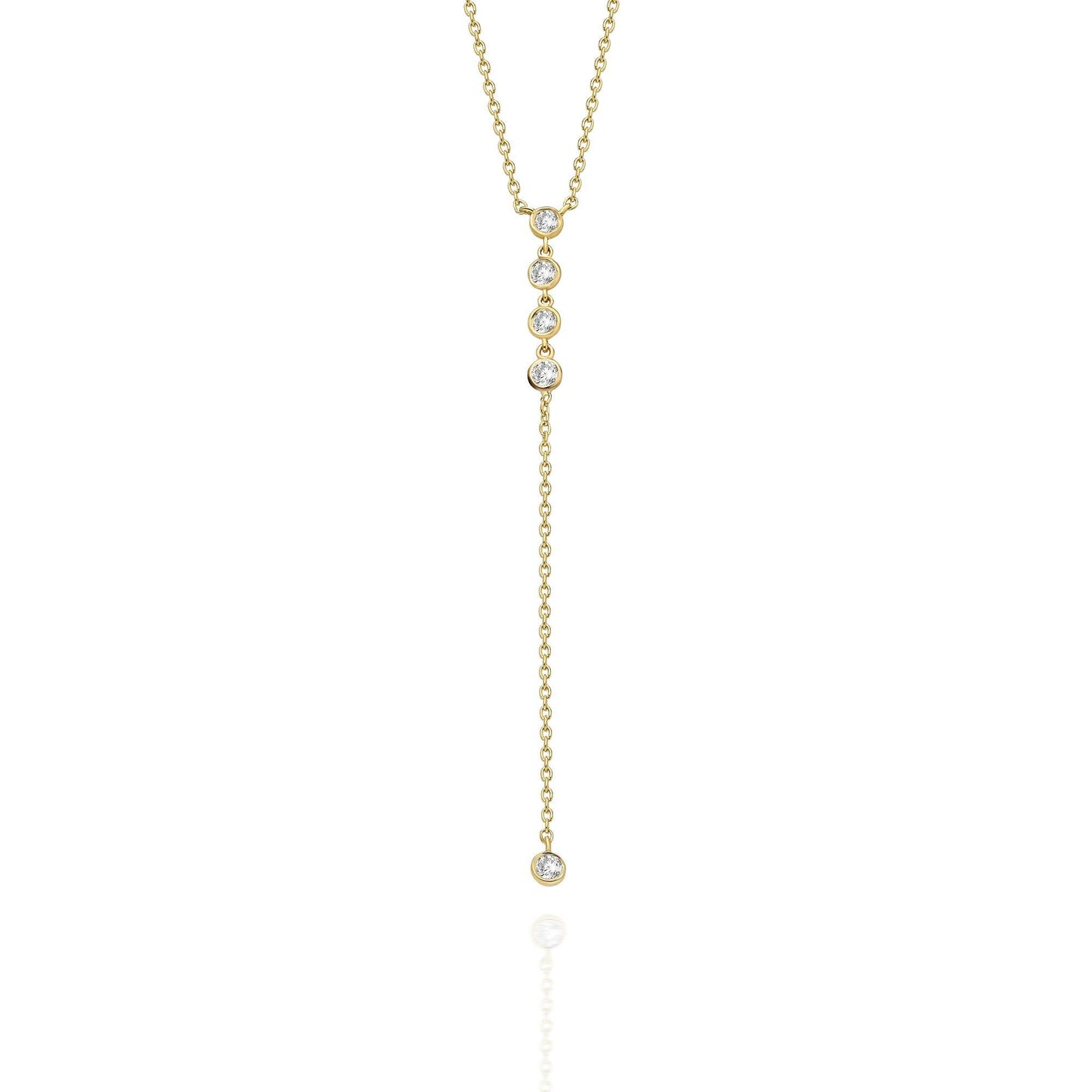 Diamond Lariat Necklace / 14kGold and Diamond Lariat Necklace / Dainty Lariat Necklace / Diamond Statement Necklace / Bridal Gift /