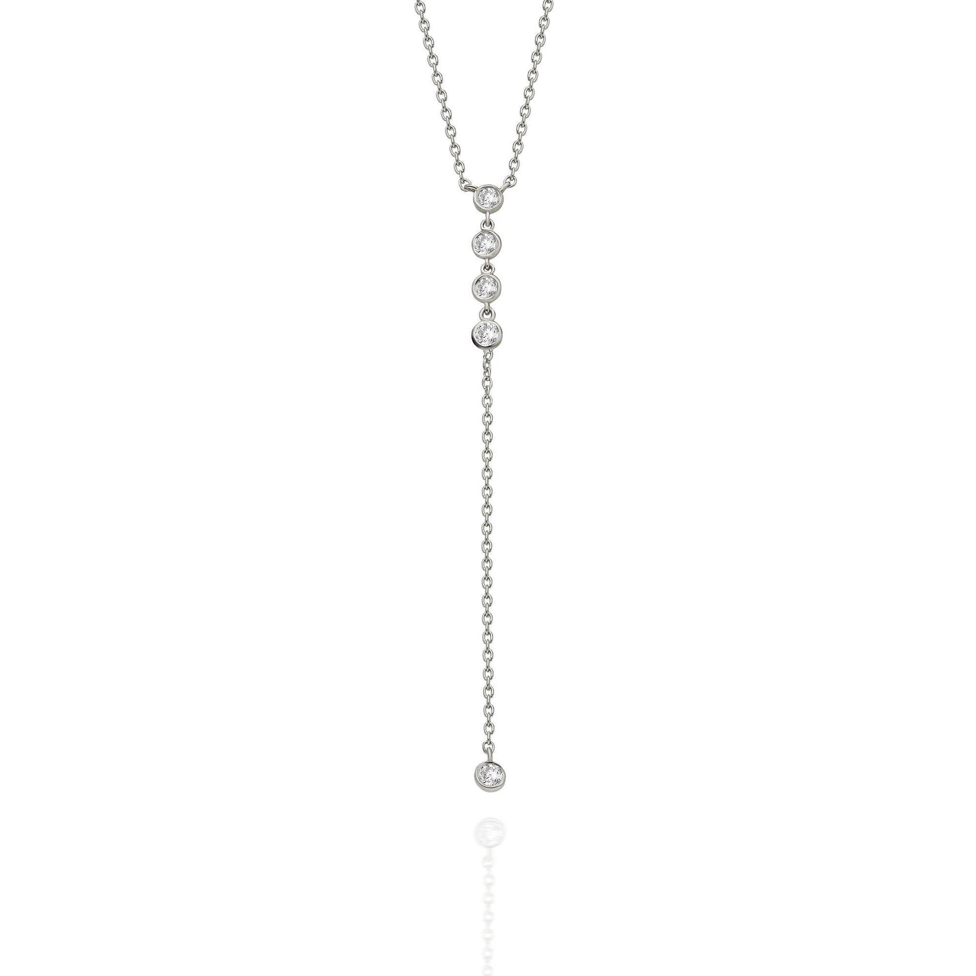 Diamond Lariat Necklace / 14kGold and Diamond Lariat Necklace / Dainty Lariat Necklace / Diamond Statement Necklace / Bridal Gift /