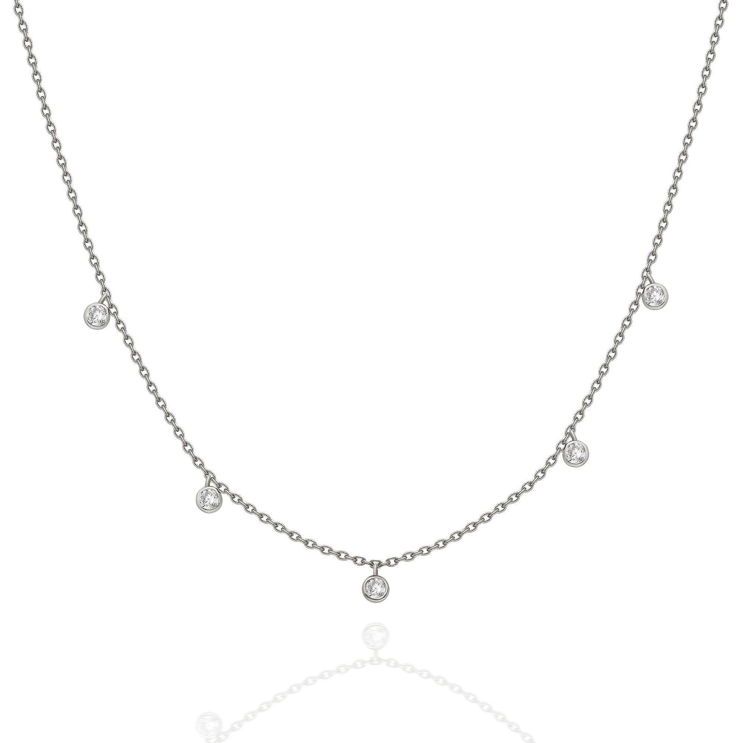 Diamond Station Necklace / 14k Gold Diamond Station Necklace / Dainty Diamond Necklace / Diamond Station Necklace / Layering Necklace