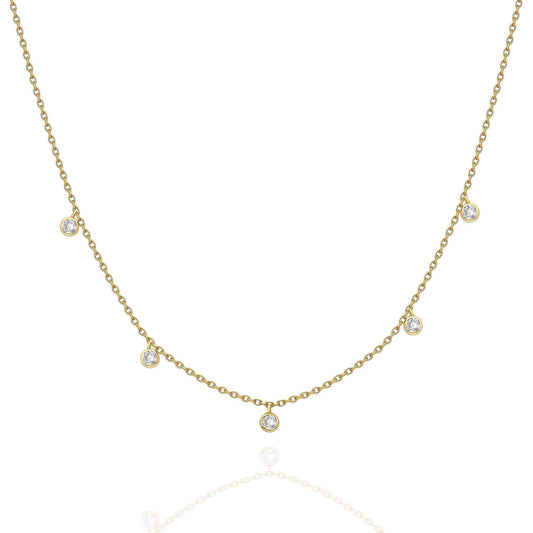 Diamond Station Necklace / 14k Gold Diamond Station Necklace / Dainty Diamond Necklace / Diamond Station Necklace / Layering Necklace