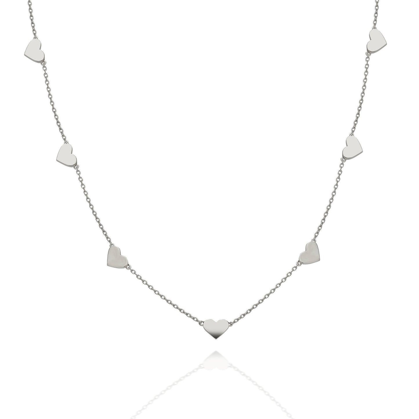 Heart Station Necklace / 14k Gold Heart Station Necklace / Dainty Heart Necklace / Minimalistic Heart Necklace / Bridal Gift