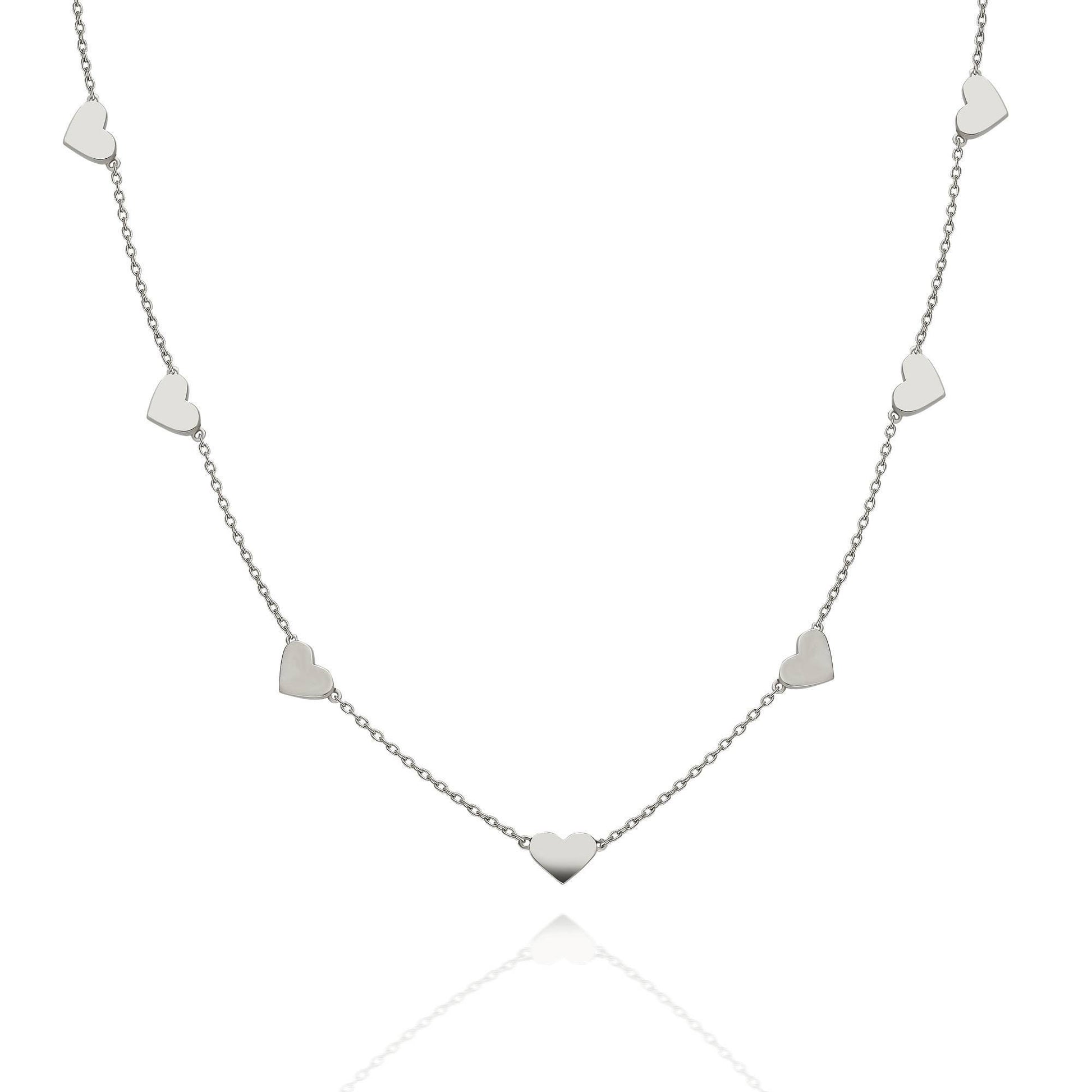 Heart Station Necklace / 14k Gold Heart Station Necklace / Dainty Heart Necklace / Minimalistic Heart Necklace / Bridal Gift