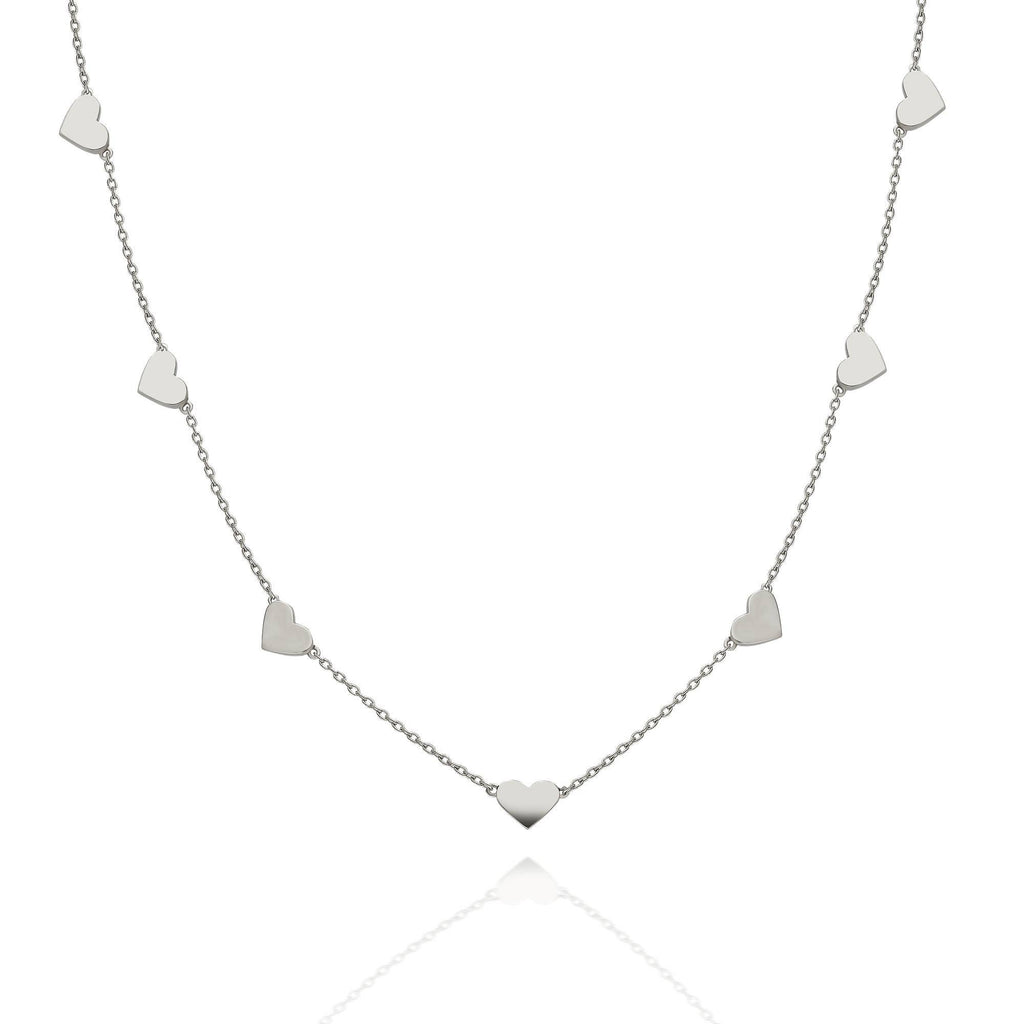 Heart Station Necklace / 14k Gold Heart Station Necklace / Dainty Heart Necklace / Minimalistic Heart Necklace / Bridal Gift