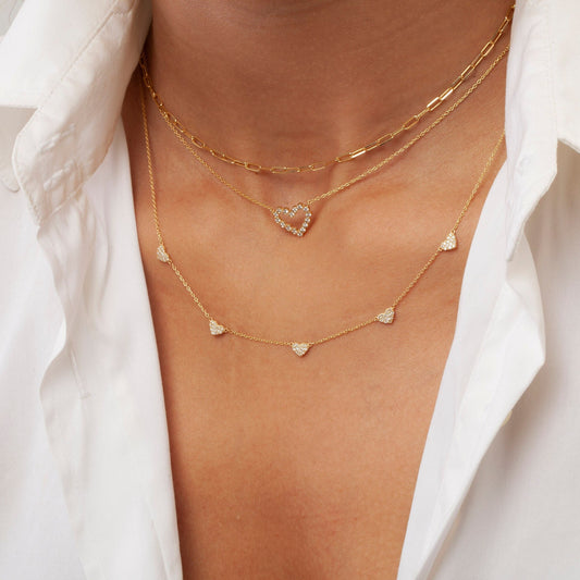 Heart Station Diamond Necklace
