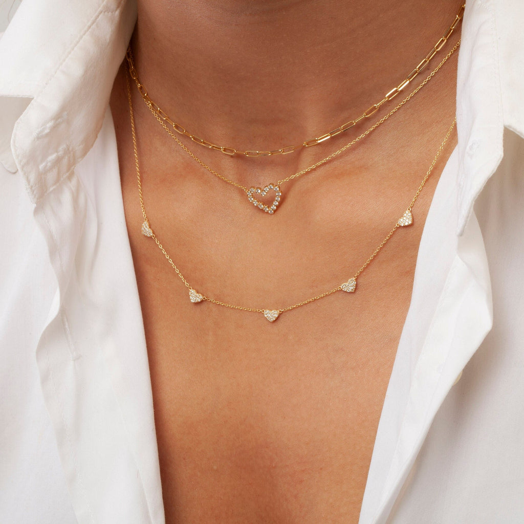 Heart Station Diamond Necklace