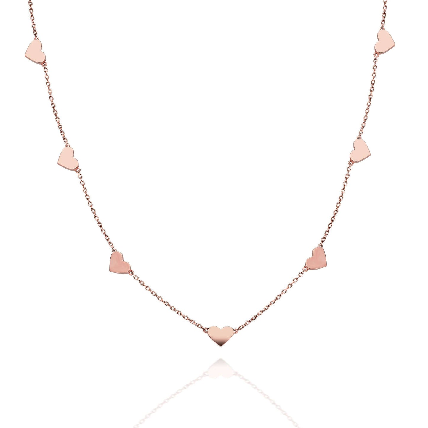 Heart Station Necklace / 14k Gold Heart Station Necklace / Dainty Heart Necklace / Minimalistic Heart Necklace / Bridal Gift