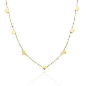 Heart Station Necklace / 14k Gold Heart Station Necklace / Dainty Heart Necklace / Minimalistic Heart Necklace / Bridal Gift