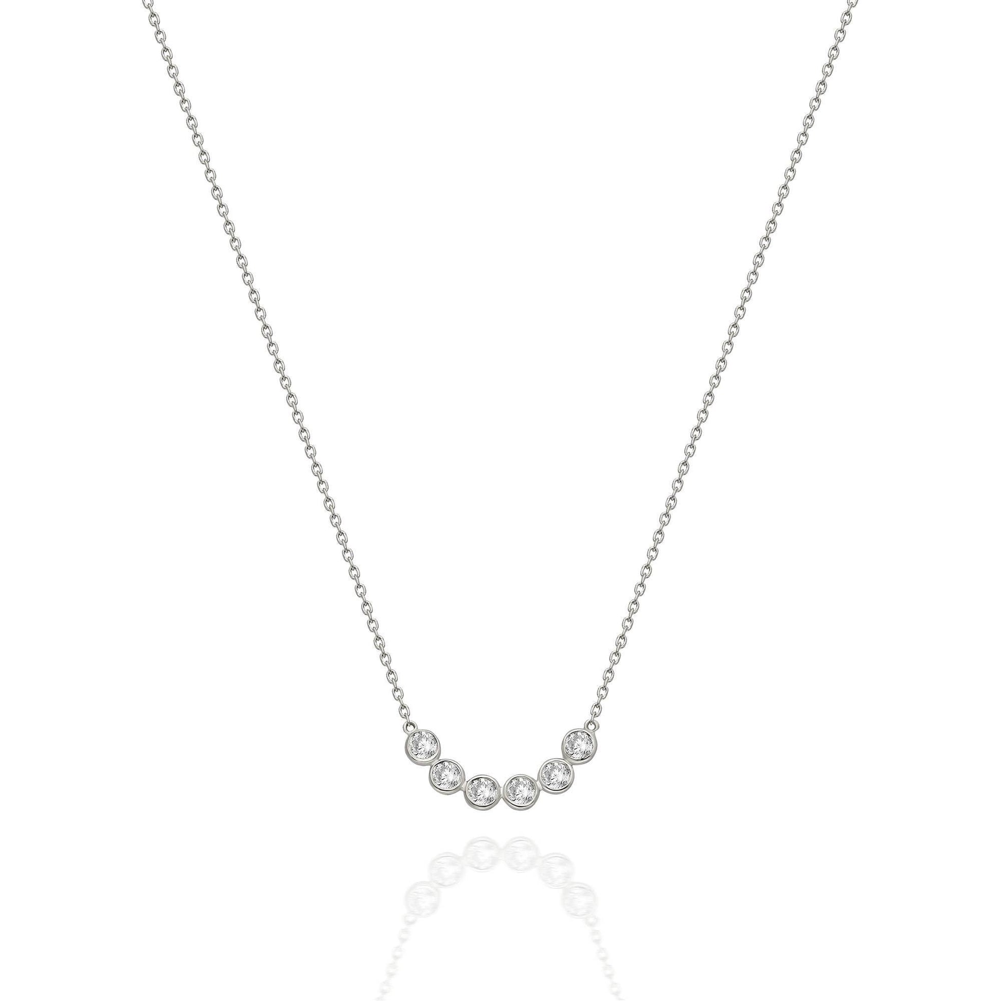 Bezel Set Diamond Curved Bar Necklace