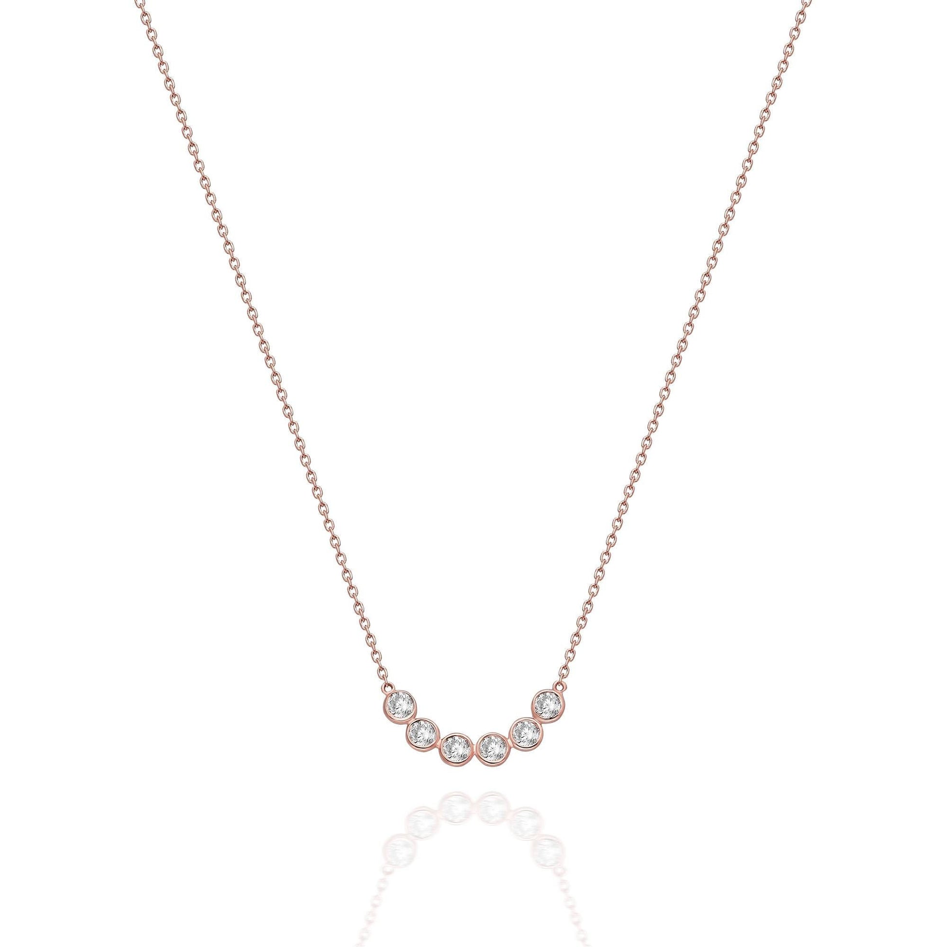 Bezel Set Diamond Curved Bar Necklace