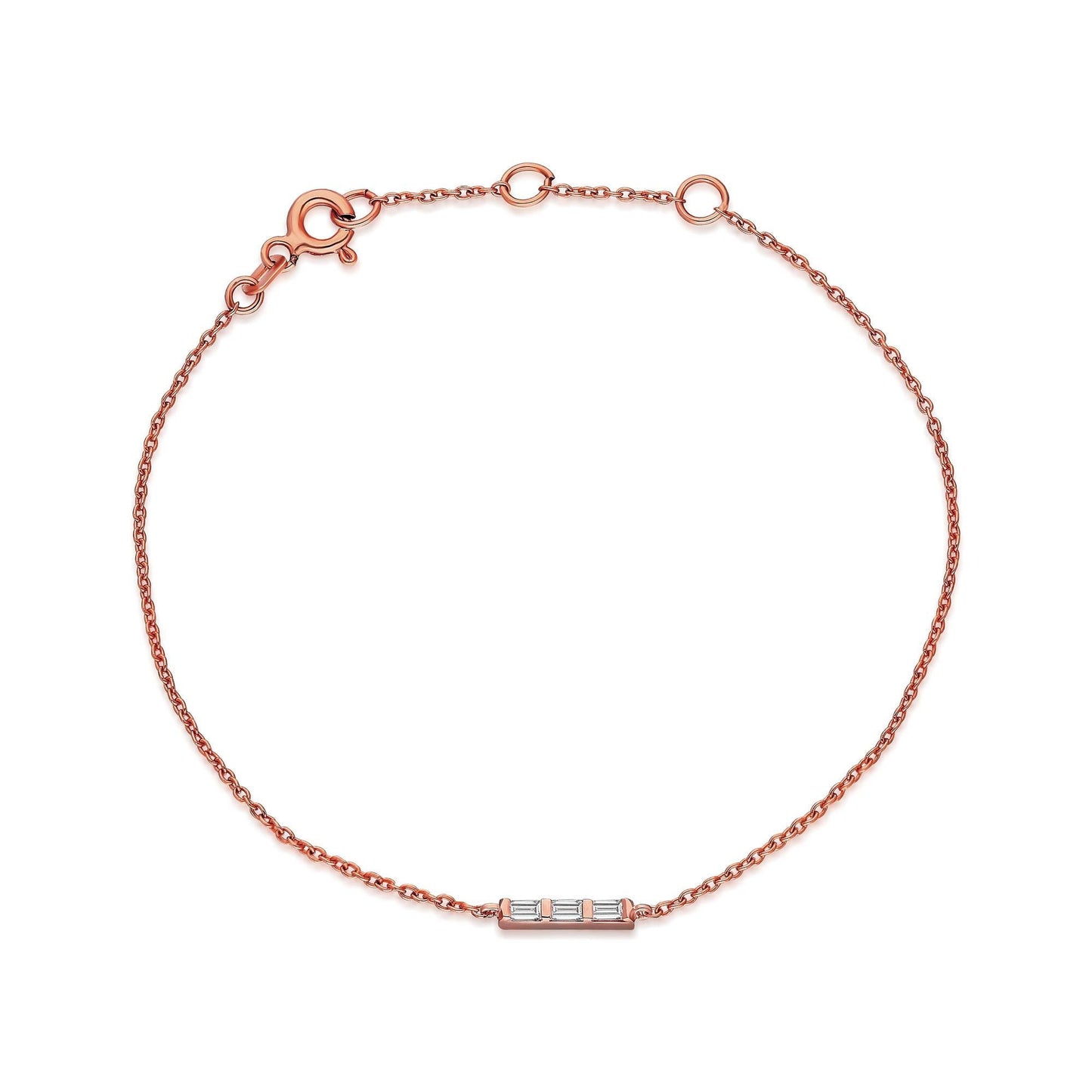 Diamond Bar Bracelet / 14k Gold and Baguette Diamond Bar Bracelet / Dainty Diamond Bracelet / Holiday Gift
