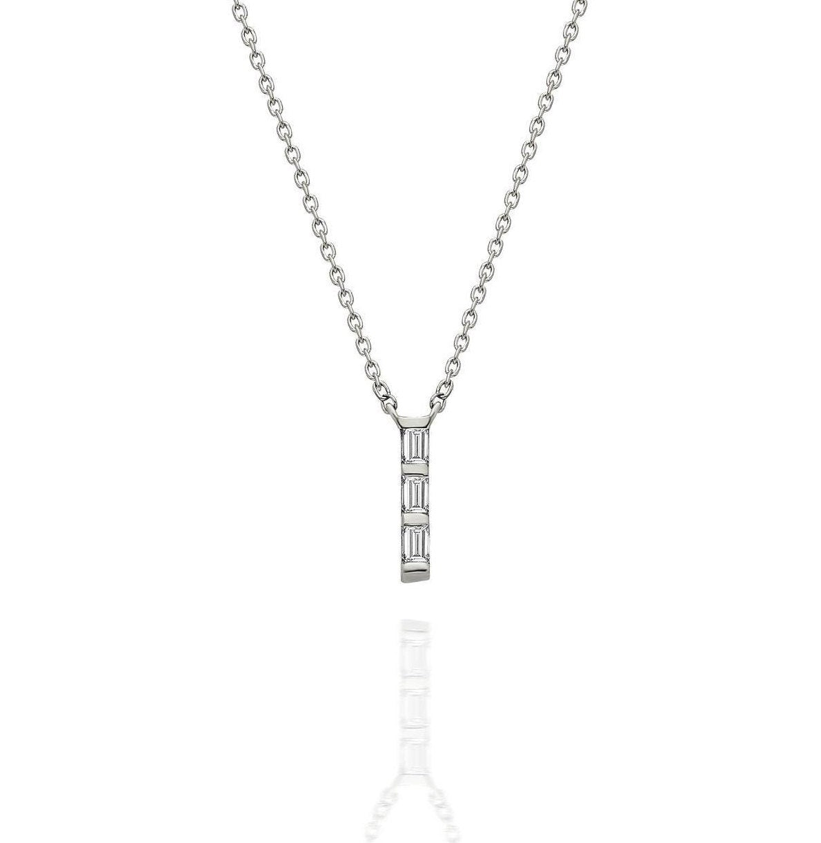 Diamond Bar Necklace / 14k Gold or Silver Horizontal Diamond Bar Necklace / Diamond Necklace / Diamond Birthday Gift / Diamond Gift Ideas