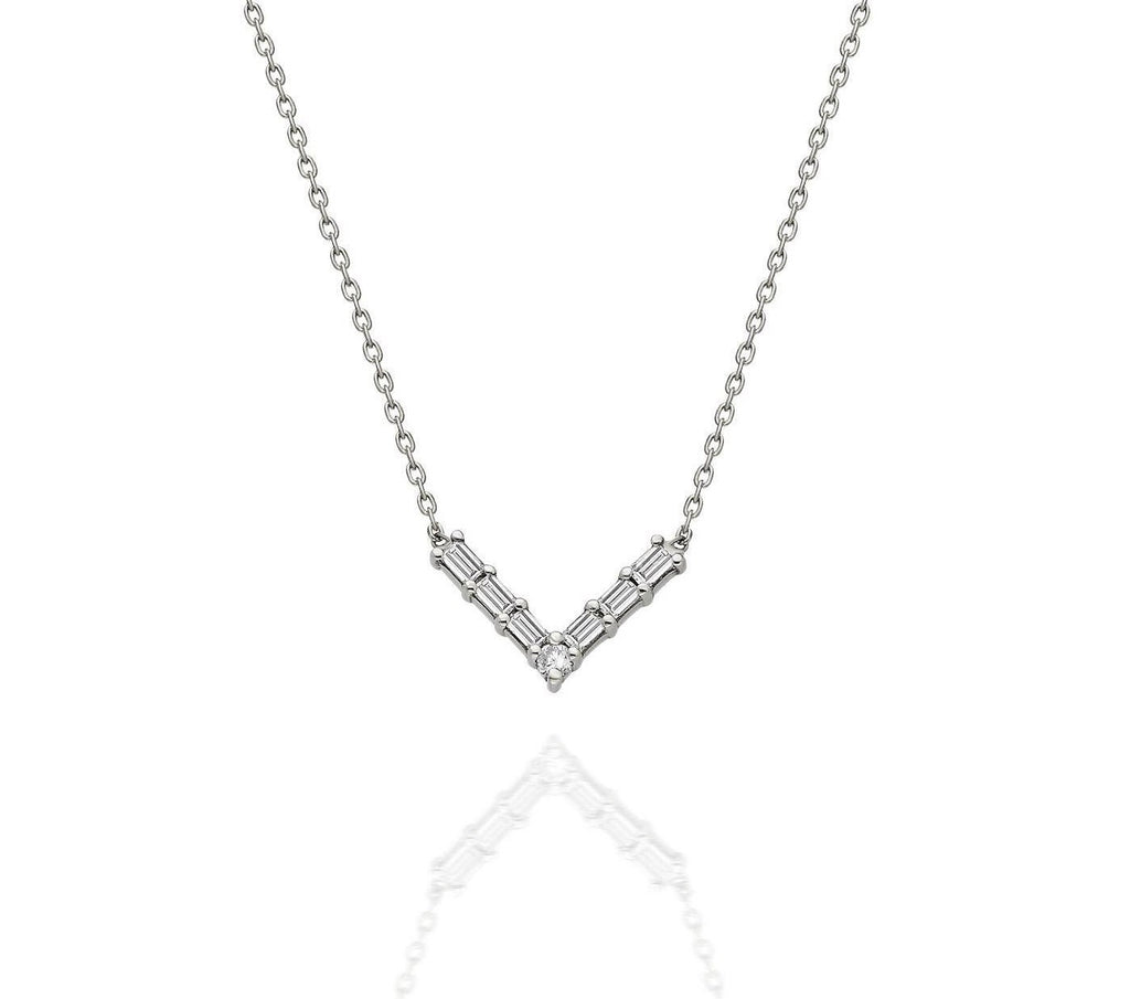 Baguette Diamond Chevron Necklace