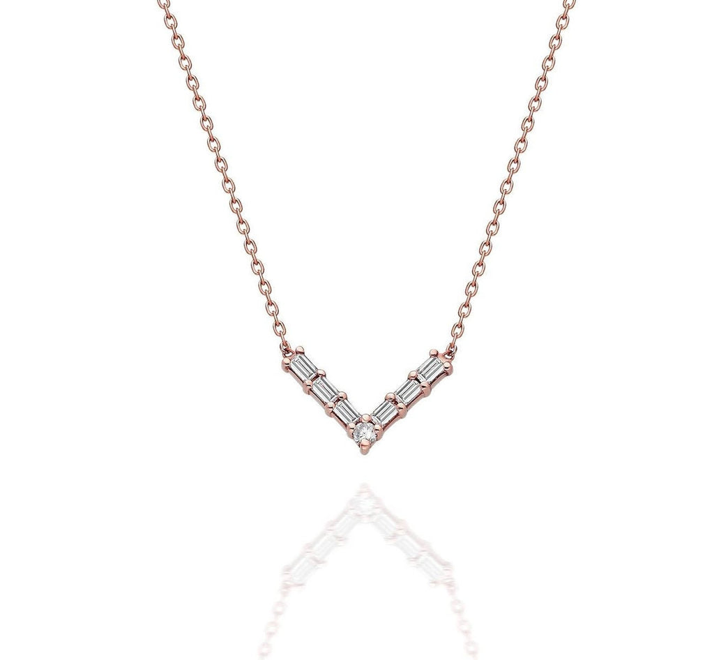 Baguette Diamond Chevron Necklace