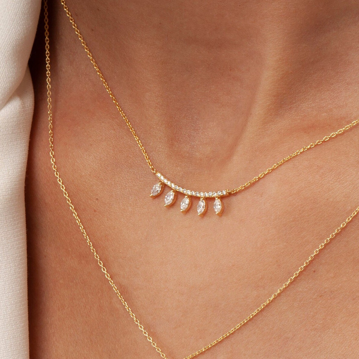 Diamond Curved Bar Necklace