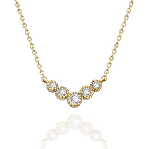 Round Diamond Chevron Necklace / 14k Gold Diamond V Necklace / Dainty Diamond Necklace / Graduation Gift / Anniversary Gift / Bridal Gift