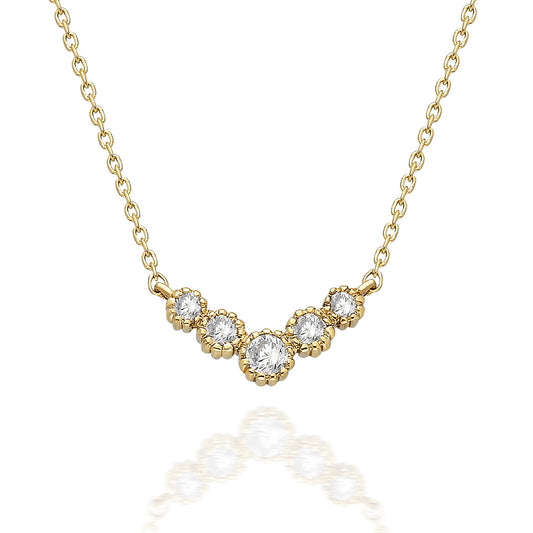 Round Diamond Chevron V Necklace