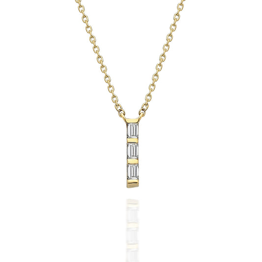Diamond Bar Necklace / 14k Gold or Silver Horizontal Diamond Bar Necklace / Diamond Necklace / Diamond Birthday Gift / Diamond Gift Ideas