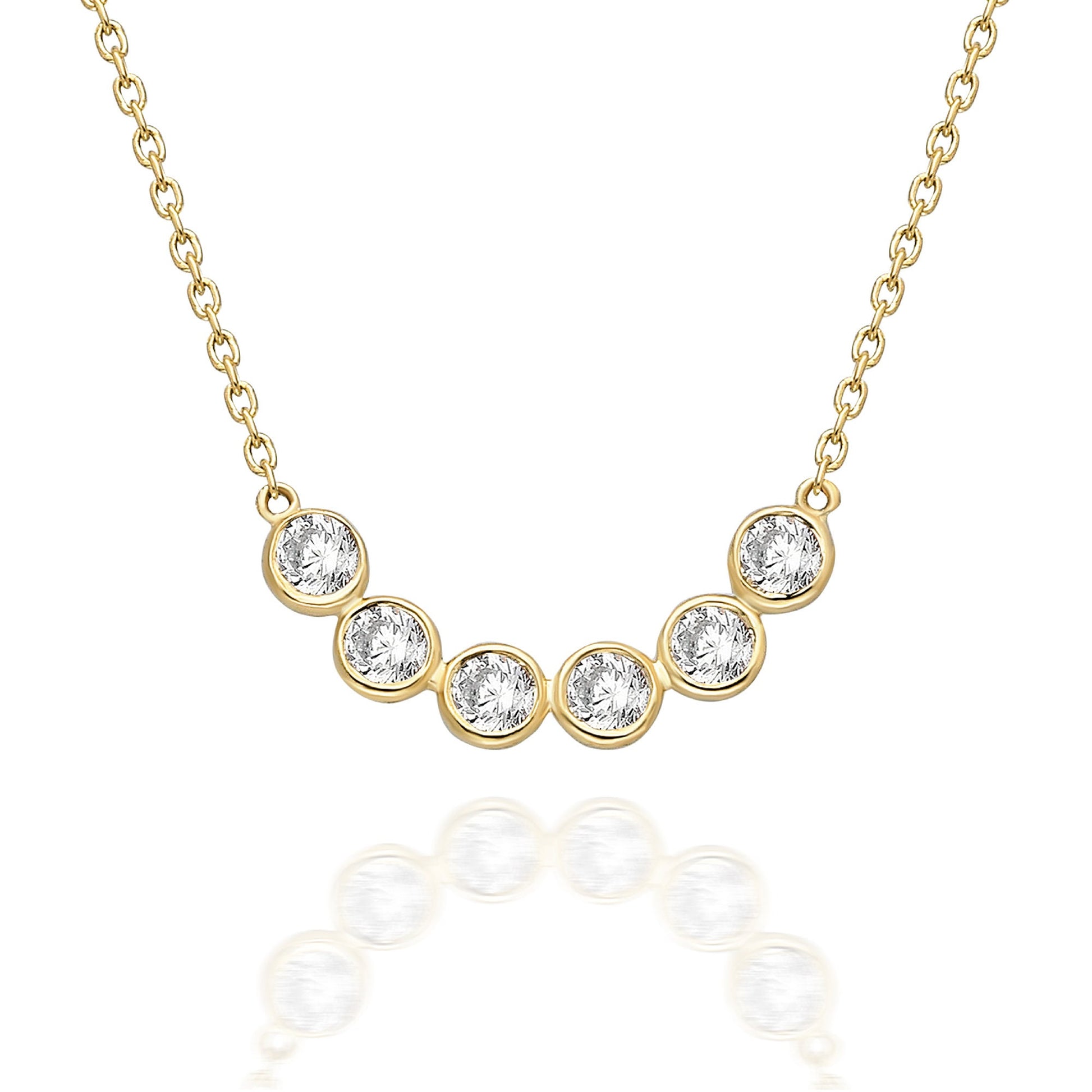 Bezel Set Diamond Curved Bar Necklace