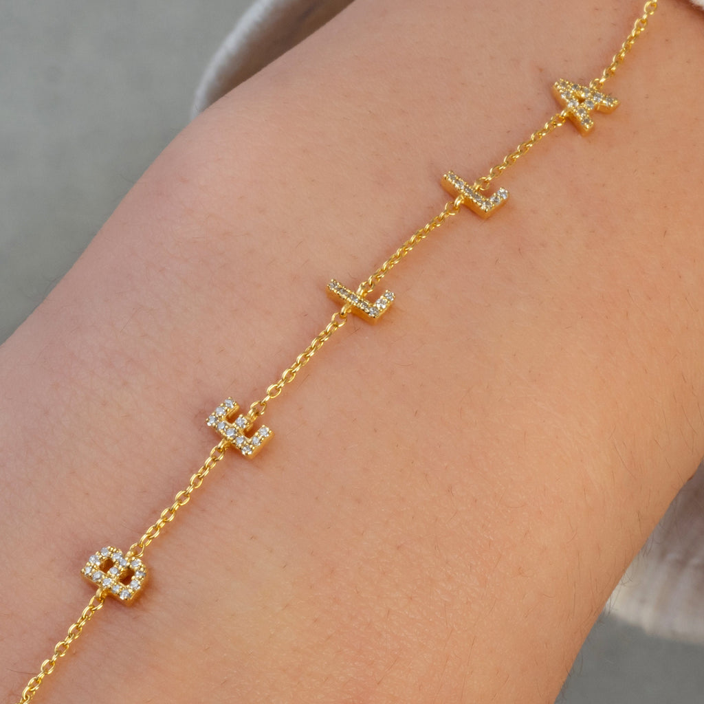 Diamond Initial Bracelet / 14k Diamond Name Bracelet / Name Bracelet / Graduation Gift / Birthday Gift