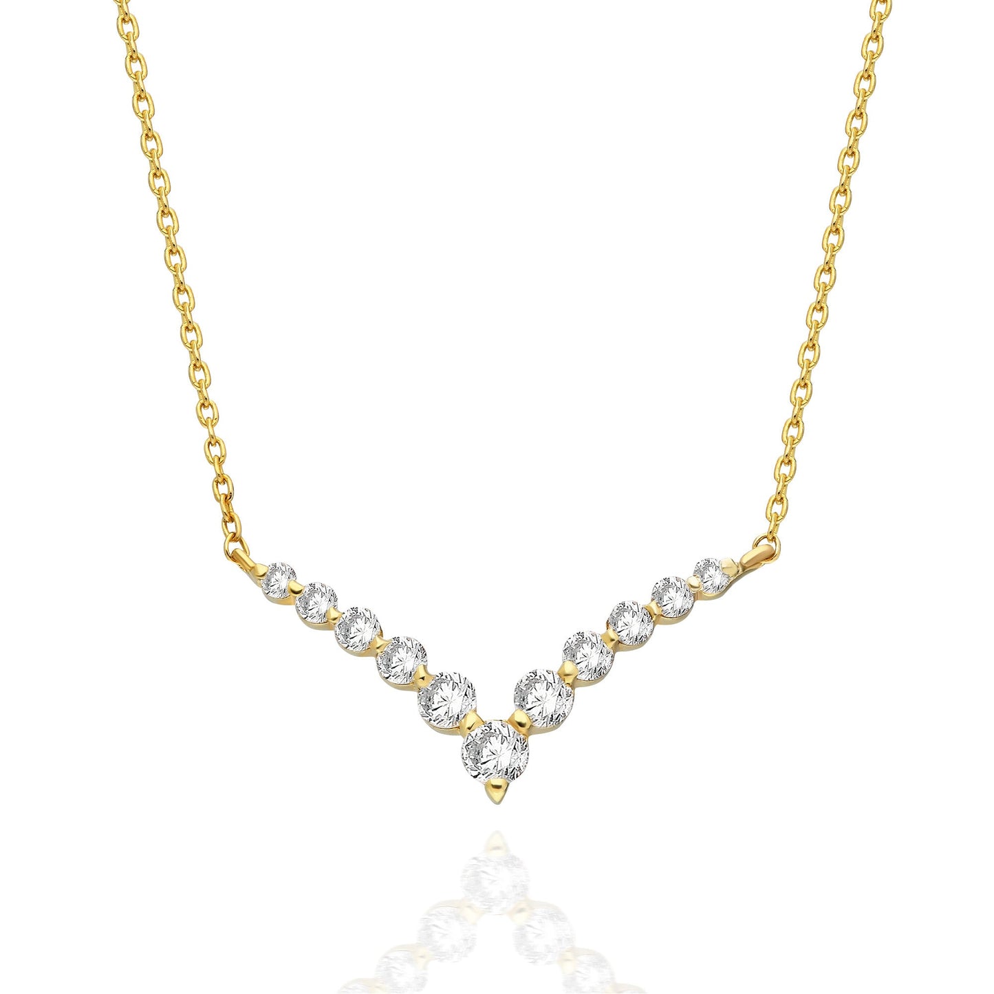 Diamond Curved Chevron Necklace