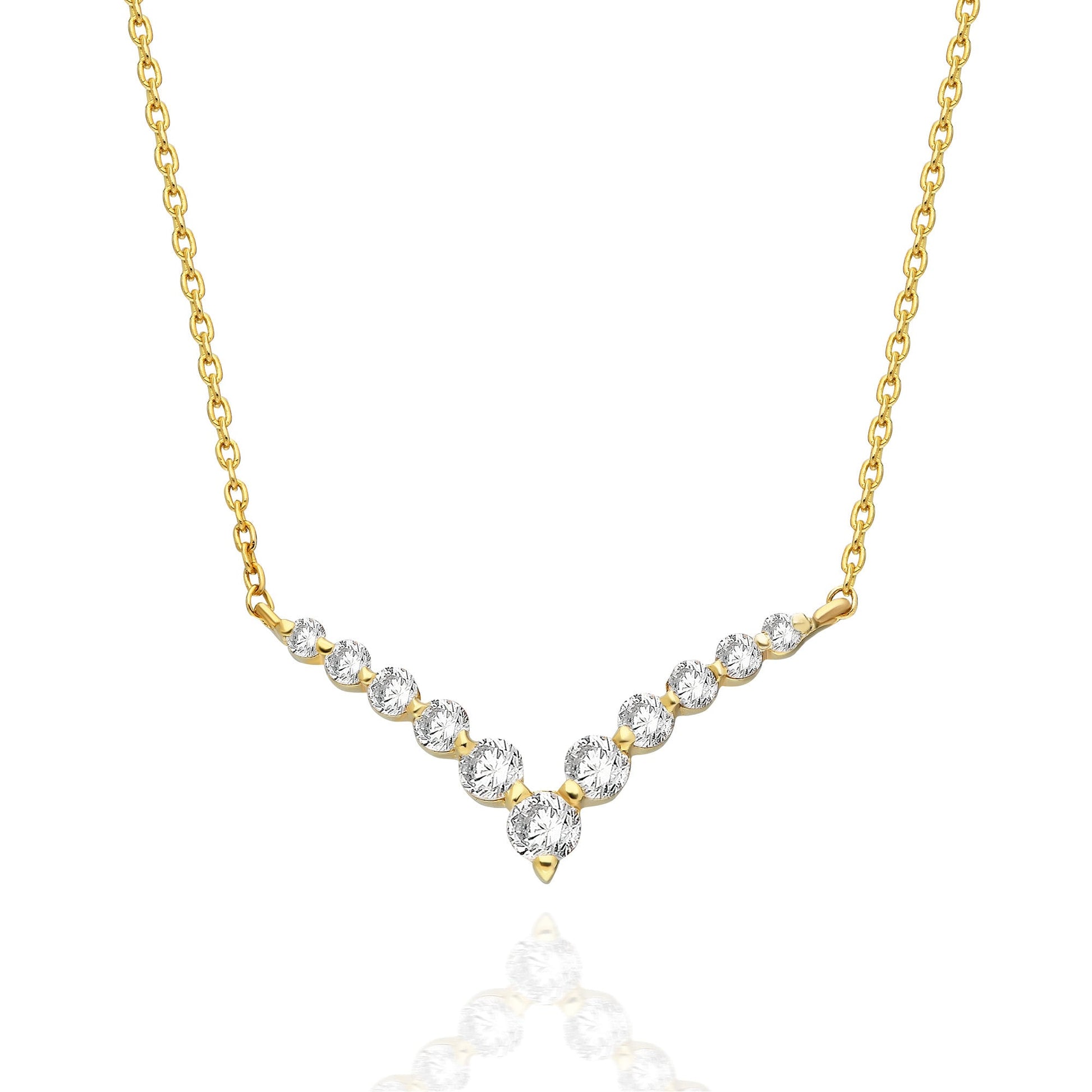 Diamond Curved Chevron Necklace