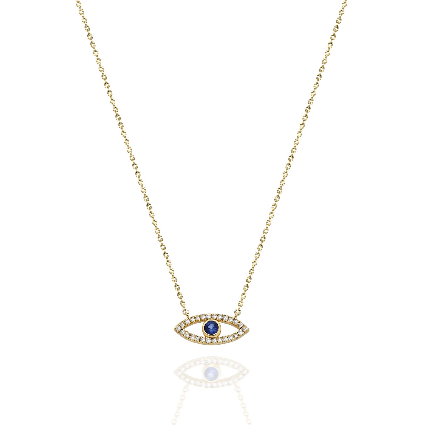 Diamond Evil Eye Necklace / 14k Gold Diamond and Gemstone Evil Eye Protection Necklace / Dainty Evil Eye Necklace