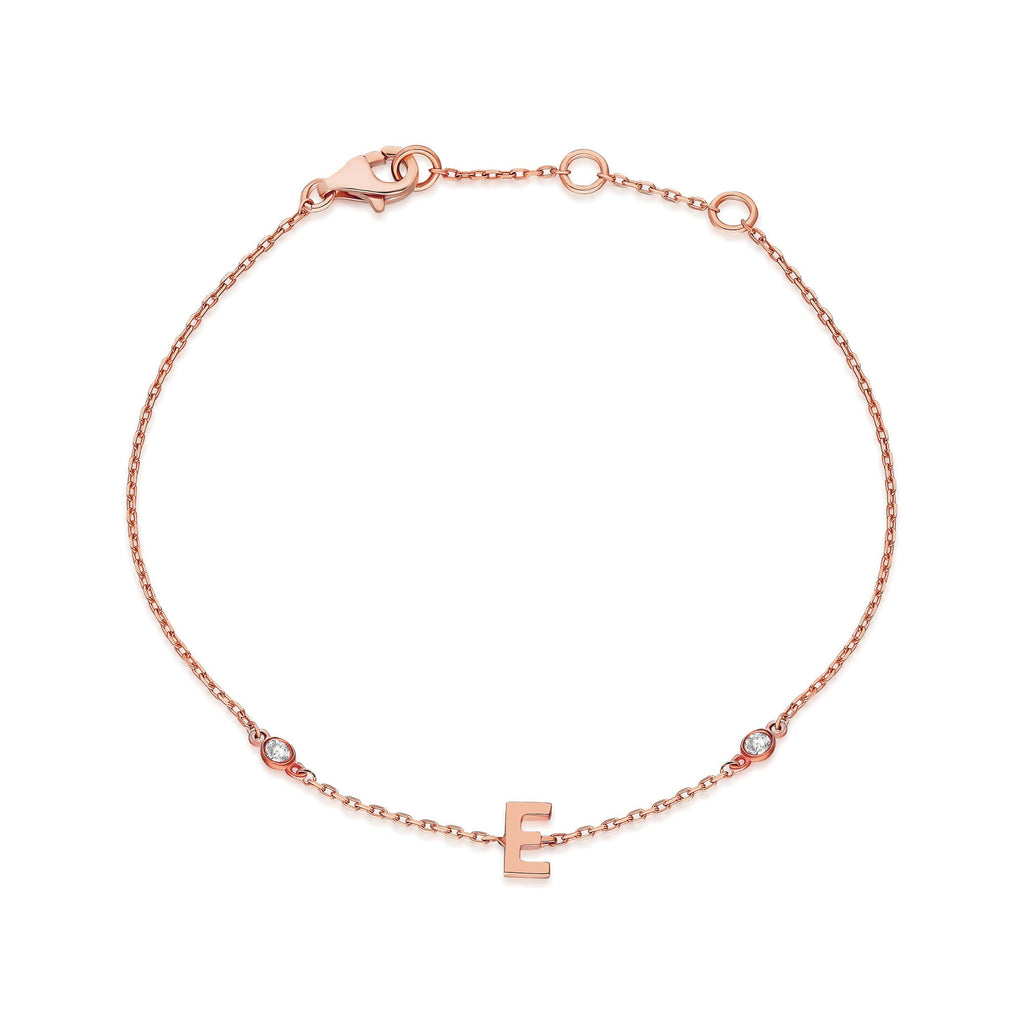 Diamond Initial Bracelet / 14k Diamond Initial Bracelet / Diamond Charm Bracelet / Name Bracelet / Graduation Gift / Birthday Gift