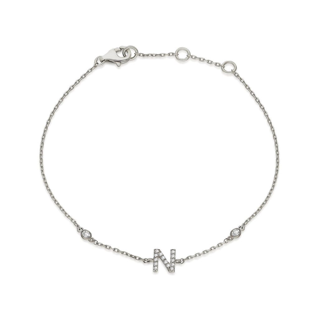 Diamond Initial Bracelet / 14k Diamond Initial Bracelet / Diamond Charm Bracelet / Name Bracelet / Graduation Gift / Birthday Gift