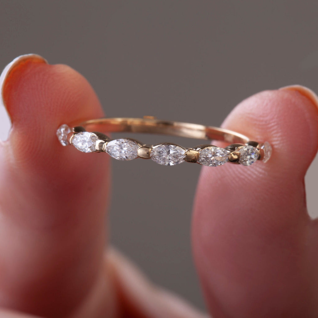 Marquise Diamond Wedding Band
