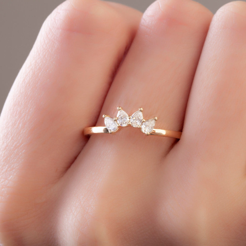 Pear Diamond Wedding Band