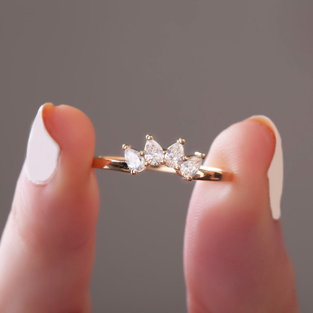 Pear Diamond Wedding Band