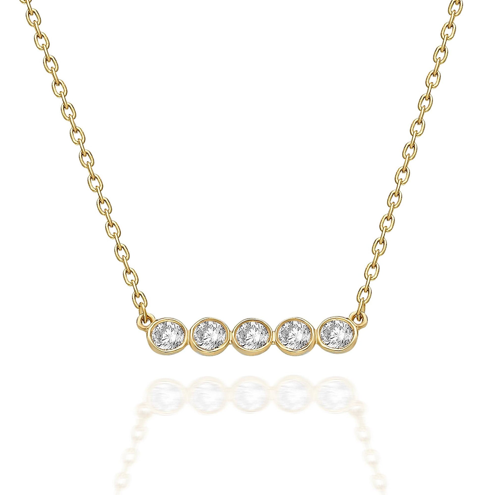 Bezel Diamond Bar Necklace