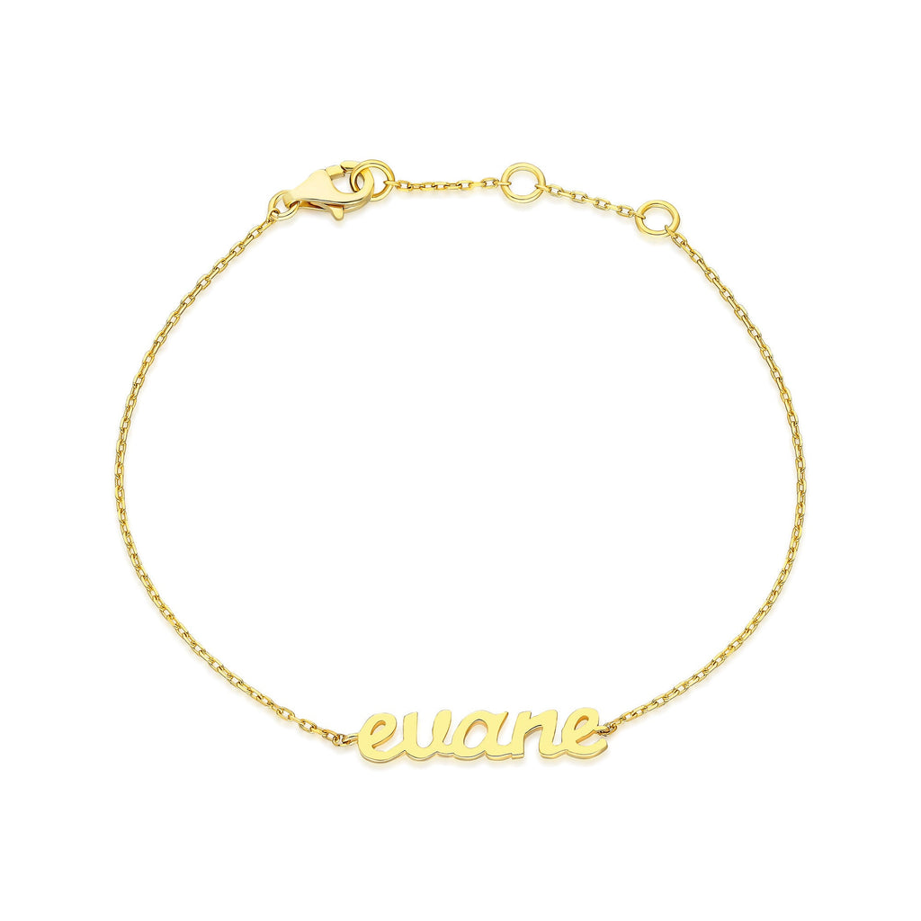 14k Gold Name Bracelet / Personalized Initial Bracelet / Birthday Gift / Diamond Gift Ideas