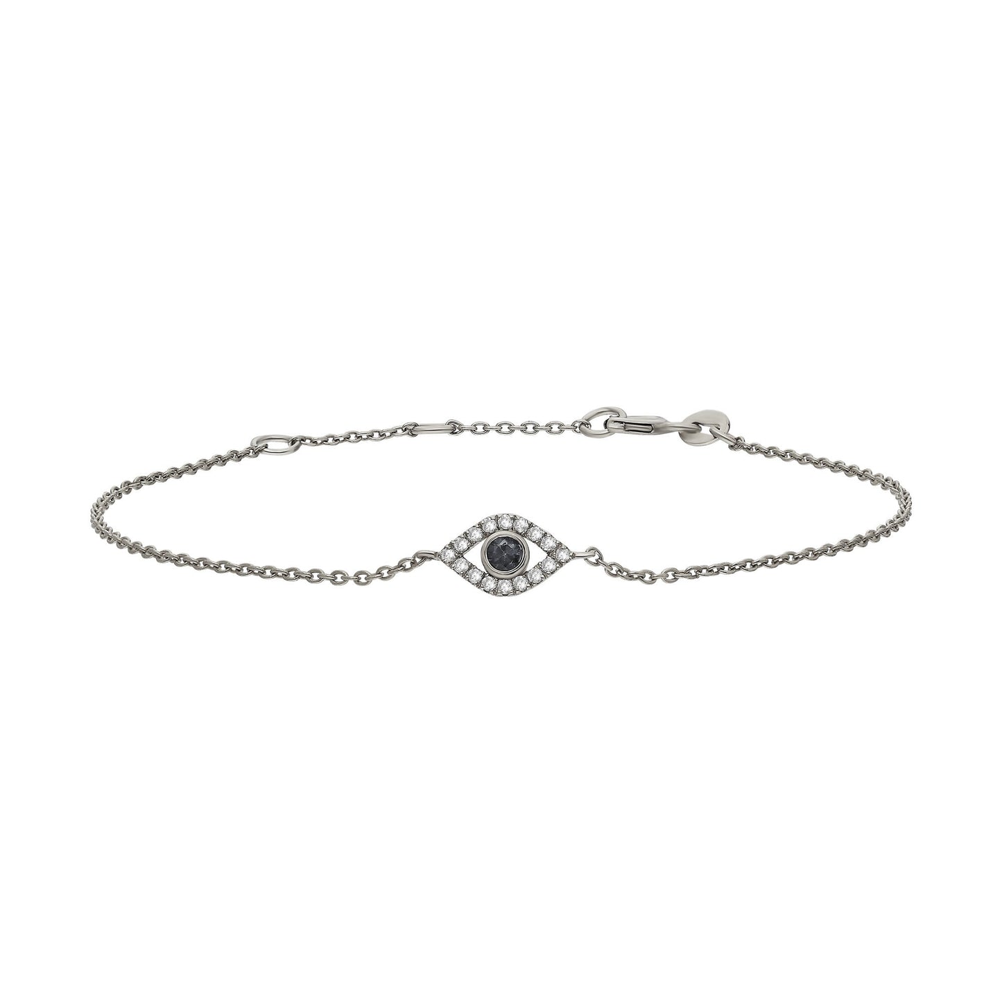 Sapphire Evil Eye Diamond Bracelet / 14k Sapphire and Diamond Evil Eye Protection Bracelet / Graduation Gift / Birthday Gift