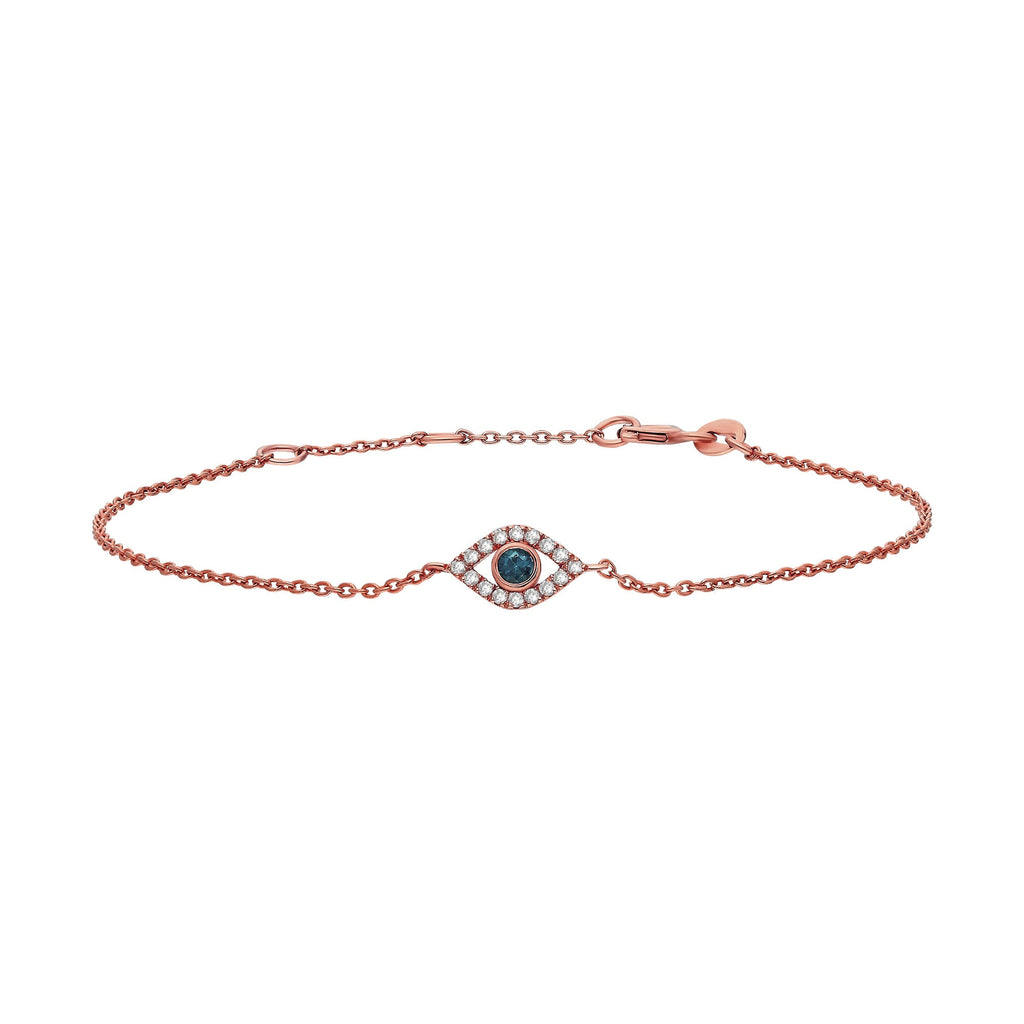 Sapphire Evil Eye Diamond Bracelet / 14k Sapphire and Diamond Evil Eye Protection Bracelet / Graduation Gift / Birthday Gift