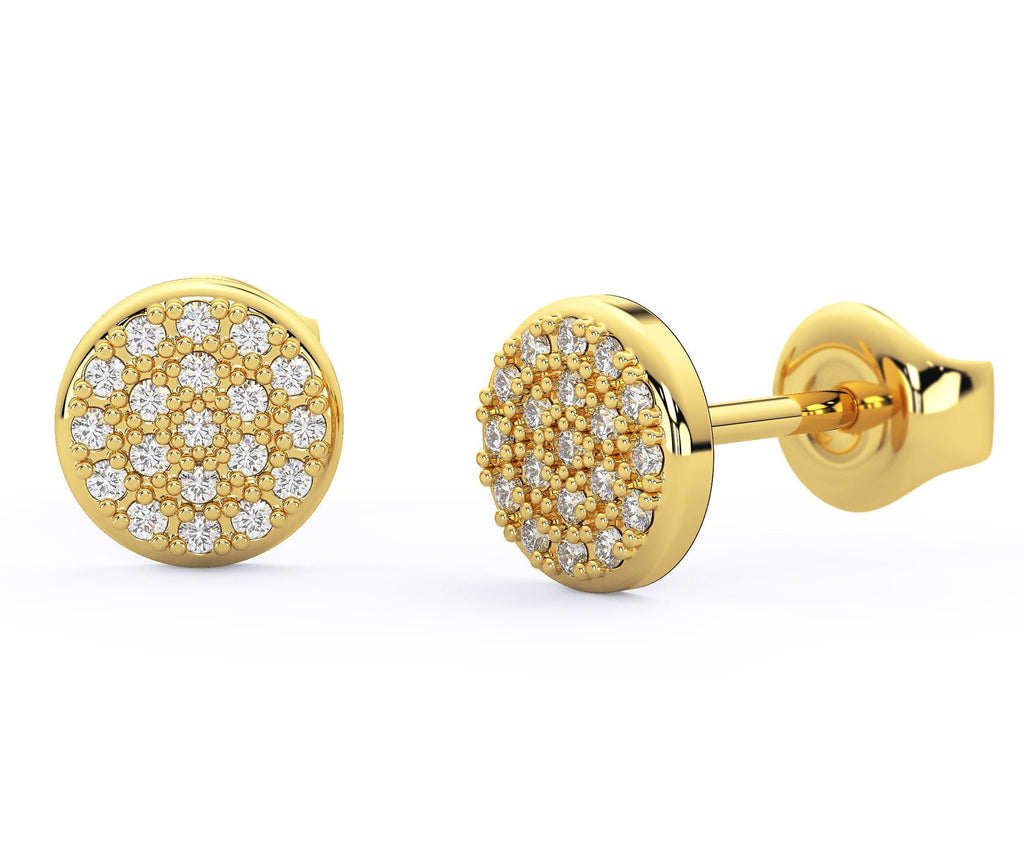 Diamond Disc Studs / 14k Gold Diamond Disc Stud Earrings/ Diamond Bar Studs / Diamond Anniversary Gift / Birthday Gift / Diamond Gift Ideas