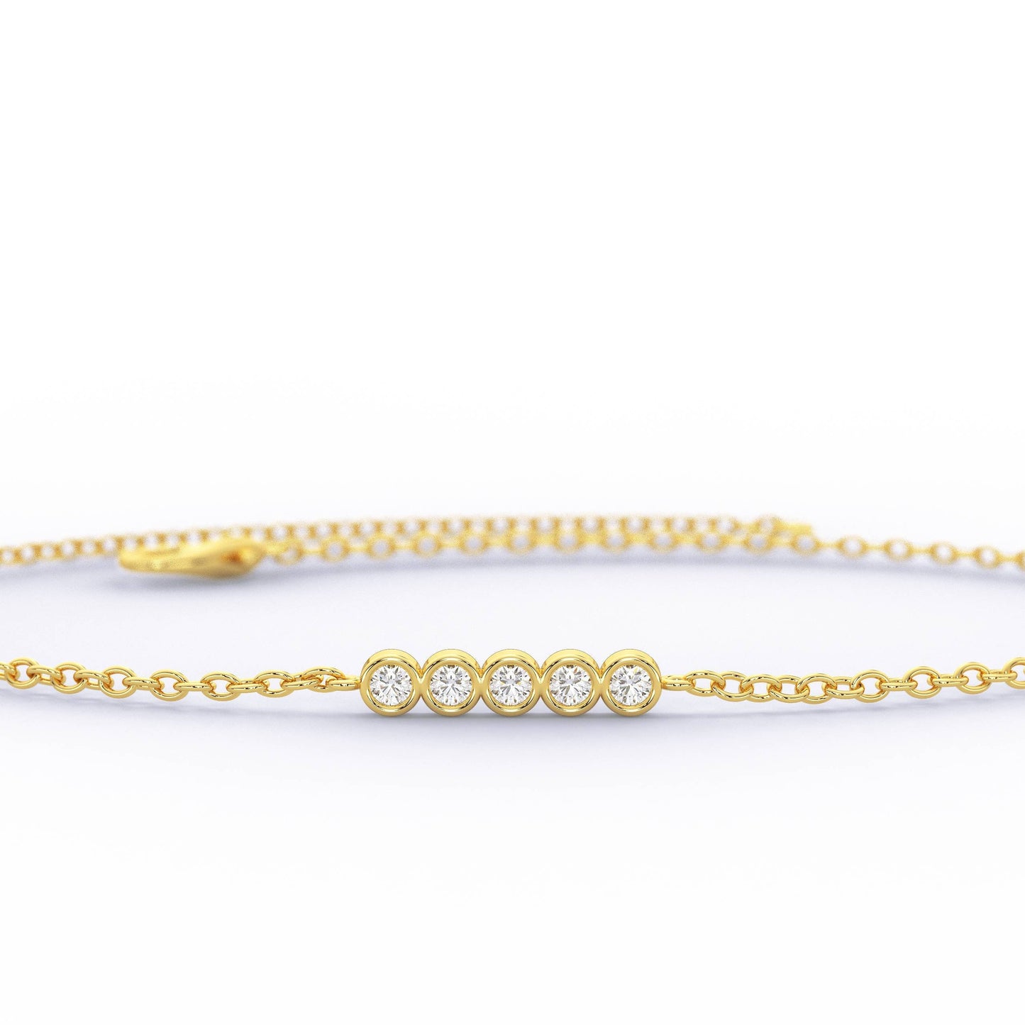 Diamond Bar Bracelet / 14k Gold and Diamond Bar Bracelet / Dainty Diamond Bracelet / Holiday Gift / Diamond Birthday Present