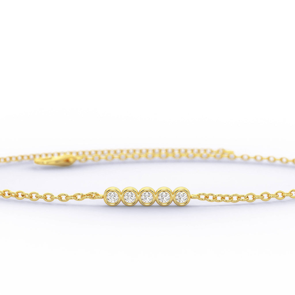 Diamond Bar Bracelet / 14k Gold and Diamond Bar Bracelet / Dainty Diamond Bracelet / Holiday Gift / Diamond Birthday Present