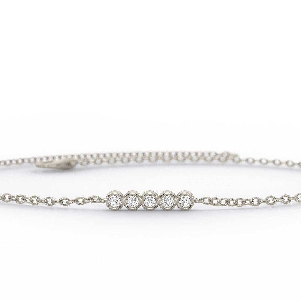 Diamond Bar Bracelet / 14k Gold and Diamond Bar Bracelet / Dainty Diamond Bracelet / Holiday Gift / Diamond Birthday Present