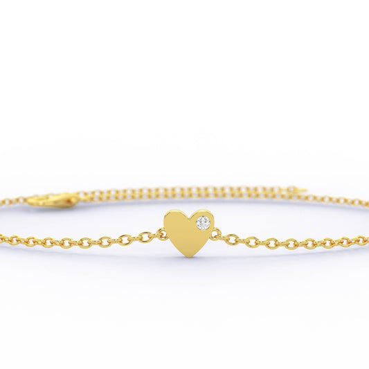 Diamond Heart Bracelet / Mini Heart Bracelet / Dainty Heart Bracelet / Birthday / Holiday Gift