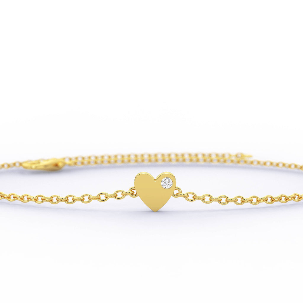 Diamond Heart Bracelet / Mini Heart Bracelet / Dainty Heart Bracelet / Birthday / Holiday Gift