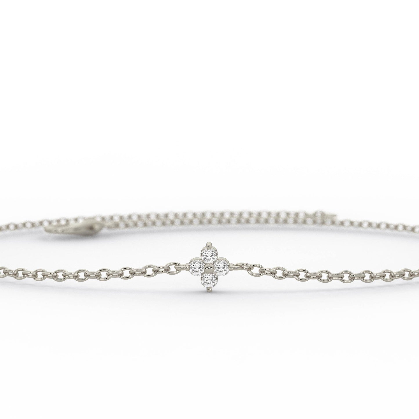 Diamond Clover Bracelet / Dainty Clover Bracelet / Graduation Gift / Anniversary Gift / Diamond Gift Idea