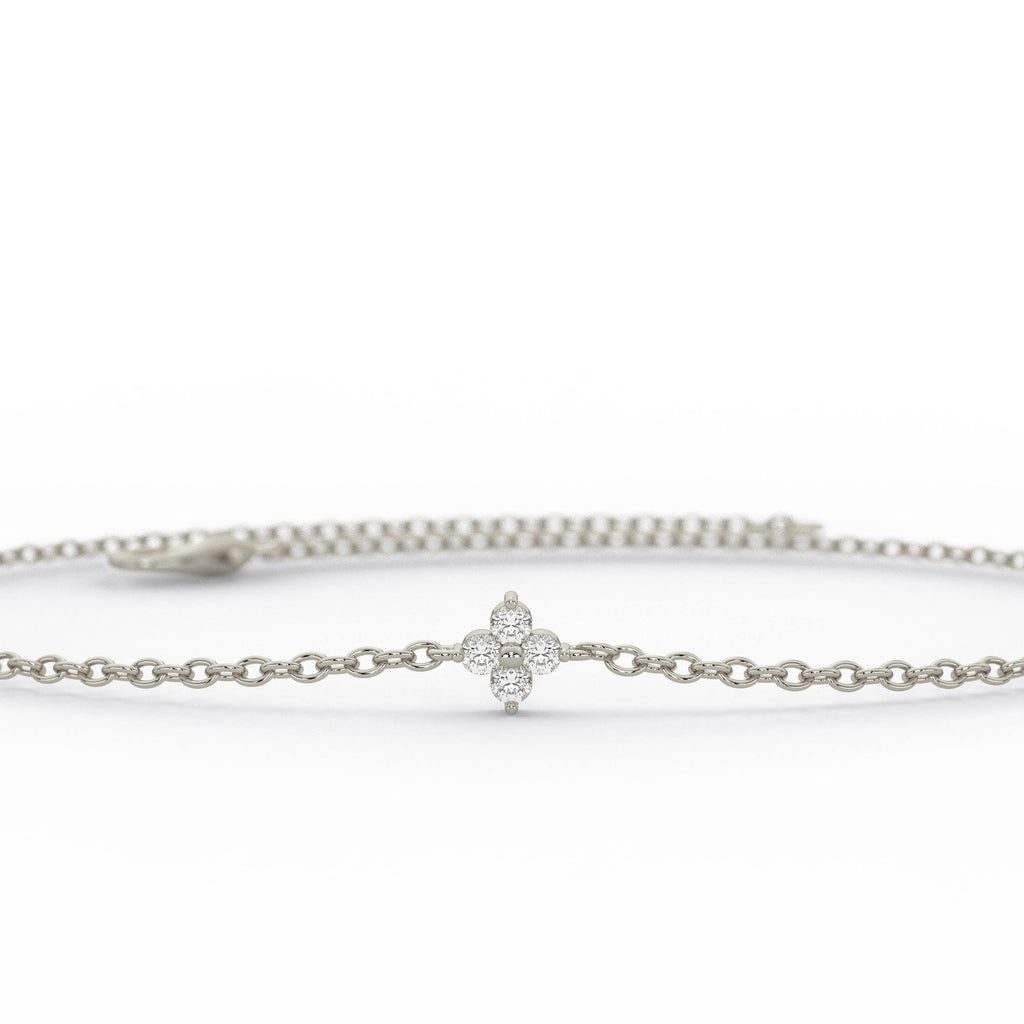 Diamond Clover Bracelet / Dainty Clover Bracelet / Graduation Gift / Anniversary Gift / Diamond Gift Idea
