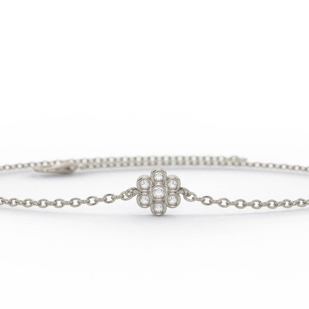 Bezel Diamond Flower Bracelet