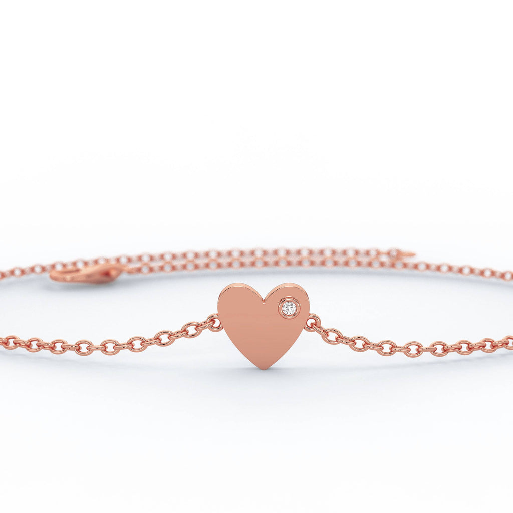 Diamond Heart Bracelet / Mini Heart Bracelet / Dainty Heart Bracelet / Birthday / Holiday Gift